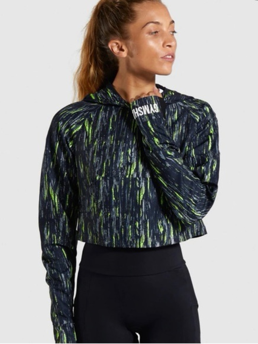 NWT Gymshark Women's Cropped 1/2 Zip Jacket Hoodie Size M Black Multi-color
